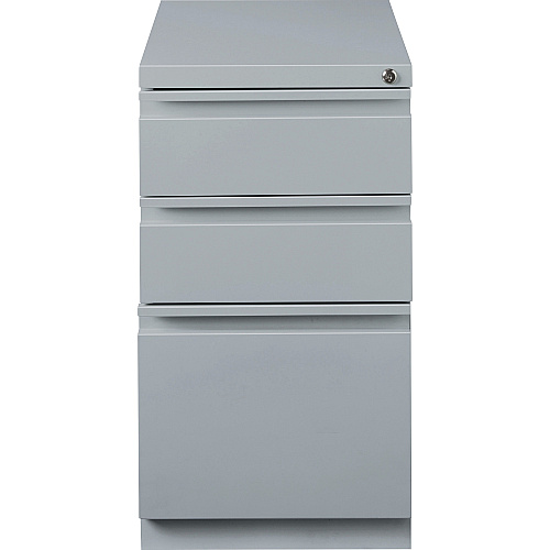 Lorell 20" Box/Box/File Mobile File Cabinet with Full-Width Pull 15" Width x 19.9" Depth x 27.8" Height - 3 x Drawer(s) for Box, File - Letter - Ball-bearing Suspension, Drawer Extension, Durable, Recessed Drawer - Gray - Steel - Recycled (LLR79135)