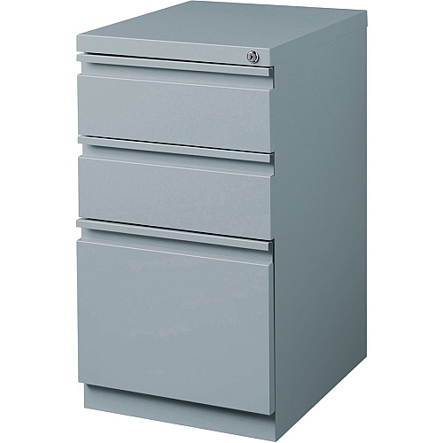 Lorell 20" Box/Box/File Mobile File Cabinet with Full-Width Pull 15" Width x 19.9" Depth x 27.8" Height - 3 x Drawer(s) for Box, File - Letter - Ball-bearing Suspension, Drawer Extension, Durable, Recessed Drawer - Gray - Steel - Recycled (LLR79135)