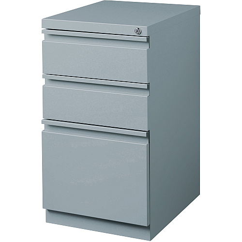 Lorell 20" Box/Box/File Mobile File Cabinet with Full-Width Pull 15" Width x 19.9" Depth x 27.8" Height - 3 x Drawer(s) for Box, File - Letter - Ball-bearing Suspension, Drawer Extension, Durable, Recessed Drawer - Gray - Steel - Recycled (LLR79135)