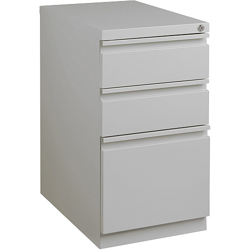 Lorell 20" Box/Box/File Mobile File Cabinet with Full-Width Pull 15" Width x 19.9" Depth x 27.8" Height - 3 x Drawer(s) for Box, File - Letter - Ball-bearing Suspension, Drawer Extension, Durable, Recessed Drawer - Gray - Steel - Recycled (LLR79135)