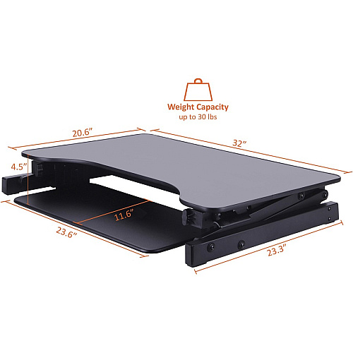 Lorell Adjustable Desk/Monitor Riser 30 lb Load Capacity - 16" Height x 32" Width x 21.50" Depth - Desktop - Black (LLR81974)