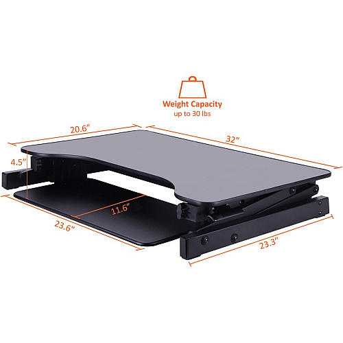 Lorell Adjustable Desk/Monitor Riser 30 lb Load Capacity - 16" Height x 32" Width x 21.50" Depth - Desktop - Black (LLR81974)