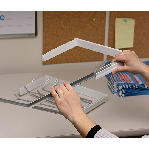 Smead Heavy-Duty Adjustable Hanging Folder Frame Letter - 16" to 24" Long - Steel, Plastic - White - 1 / Box (64850)