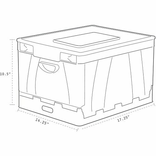 Storex Collapsible Storage Crate External Dimensions: 14.3" Width x 17.3" Depth x 10.5" Height - 45 lb - 9.25 gal - Media Size Supported: Letter, Legal - Lid Lock Closure - Heavy Duty - Stackable - Plastic - Black - For File Folder, Letter, Do (61809U04C)