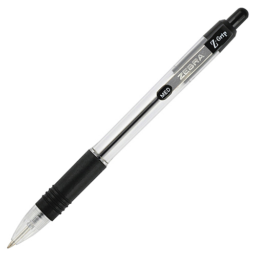 Zebra Z-Grip Retractable Ballpoint Pens 1 mm Medium Pen Point - Retractable - Black Ink - 18 / Pack (22218)