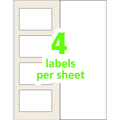 Avery&reg; Easy Align ID Label 2 5/16" Width x 3 5/16" Length - Permanent Adhesive - Rectangle - Inkjet, Laser - White - Film - 4 / Sheet - 25 Total Sheets - 100 Total Label(s) - 100 / Pack (00756)