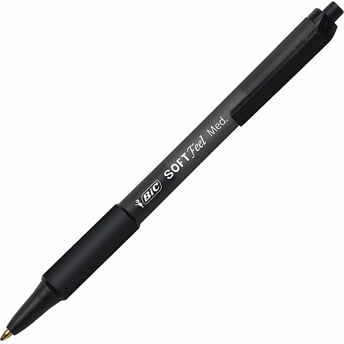 BIC SoftFeel Retractable Ball Pens 1 mm Medium Pen Point - Retractable - Black Ink - Black Barrel - 36 / Box (SCSM361BK)