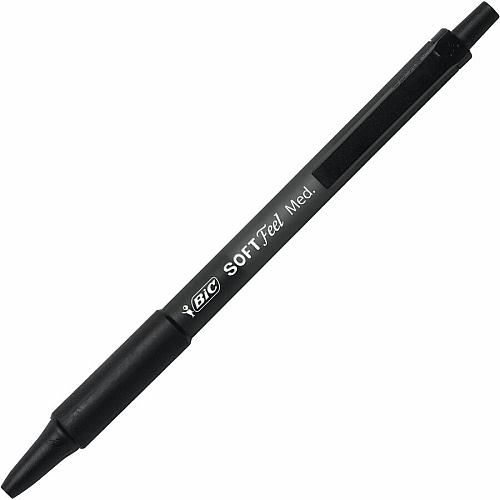 BIC SoftFeel Retractable Ball Pens 1 mm Medium Pen Point - Retractable - Black Ink - Black Barrel - 36 / Box (SCSM361BK)