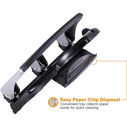 Bostitch EZ Squeeze 40-sheet 3-Hole Punch 3 Punch Head(s) - 40 Sheet of 20lb Paper - 9/32" Punch Size - 7.4" Width x 3.1" Height - Black, Silver (HP40)