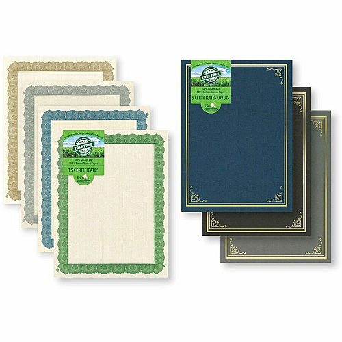 FranklinCovey Geographics Gold Foil Certificate - LengthLaser, Inkjet Compatible - Gold with Gold Border - 15 / Pack (47829)