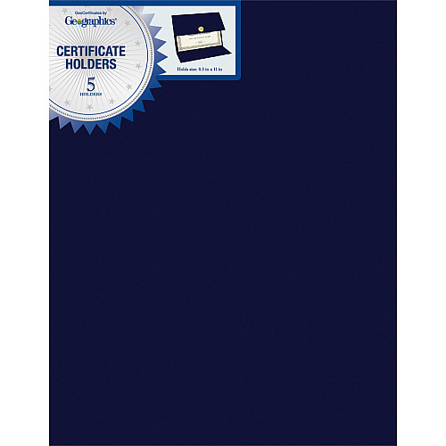 FranklinCovey Geographics Recycled Certificate Holder Navy - 30% Recycled - 5 / Pack (47837)