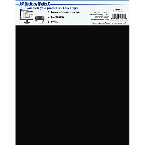 FranklinCovey Geographics Recycled Certificate Holder Black - 30% Recycled - 5 / Pack (47838)