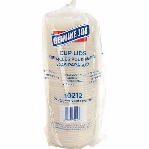 Genuine Joe Vented Hot Cup Lid Polystyrene - White - 50 / Pack (GJO10212)