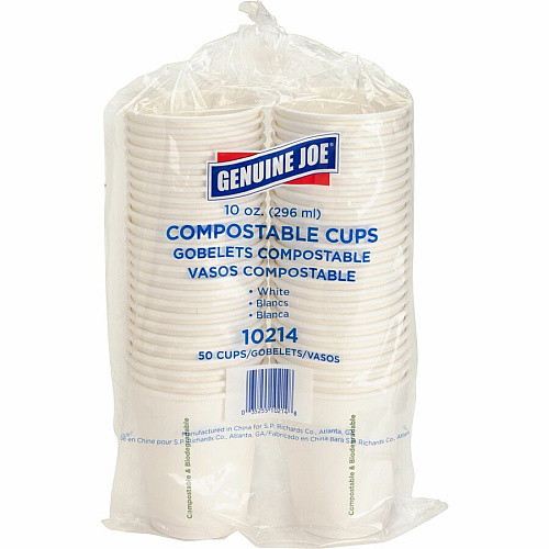 Genuine Joe 10 oz Eco-friendly Paper Cups 10 fl oz - White - Paper - Coffee, Tea, Hot Chocolate - 50 / Pack (GJO10214)