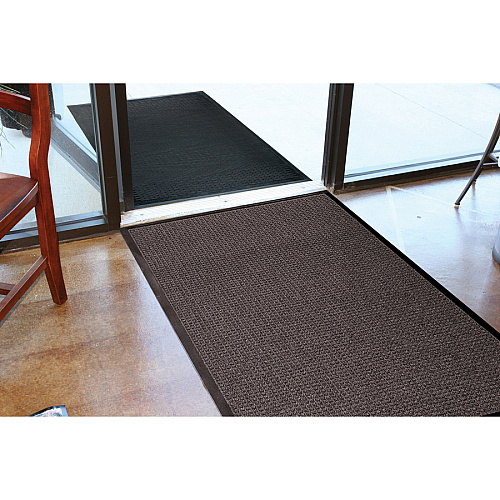 Genuine Joe Waterguard Floor Mat Floor - 10 ft Length x 36" Width - Rectangular - Rubber - Charcoal - 1 Each (GJO59460)