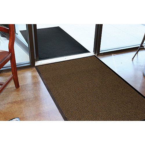 Genuine Joe Waterguard Floor Mat Floor - 10 ft Length x 36" Width - Rectangular - Rubber - Brown - 1 Each (GJO59461)