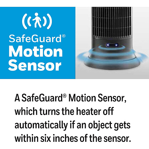 Honeywell Motion Sensor Ceramic Heater Ceramic - 1500 W - 2 x Heat Settings - Timer - 1500 W - Oscillation - Indoor - Tower - Dark Gray (HCE323V)