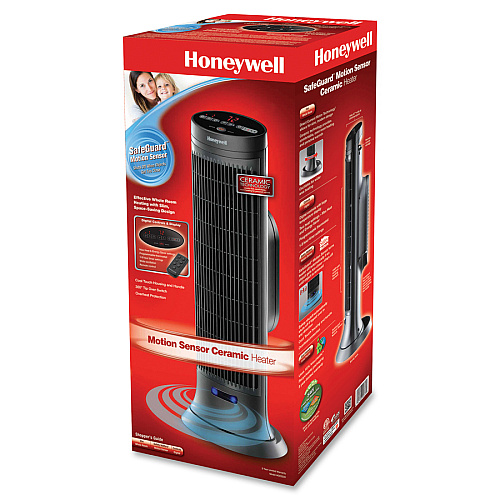 Honeywell Motion Sensor Ceramic Heater Ceramic - 1500 W - 2 x Heat Settings - Timer - 1500 W - Oscillation - Indoor - Tower - Dark Gray (HCE323V)