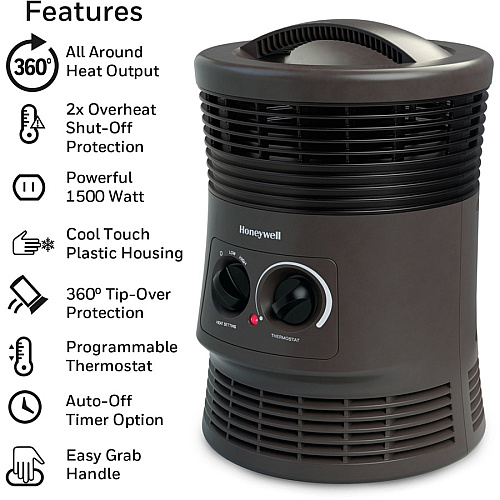 Honeywell Surround Fan-forced Heater 2 x Heat Settings - White (HHF360W)