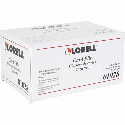 Lorell Desktop Business Card File 350 Card Capacity - Black, Clear (LLR01028)