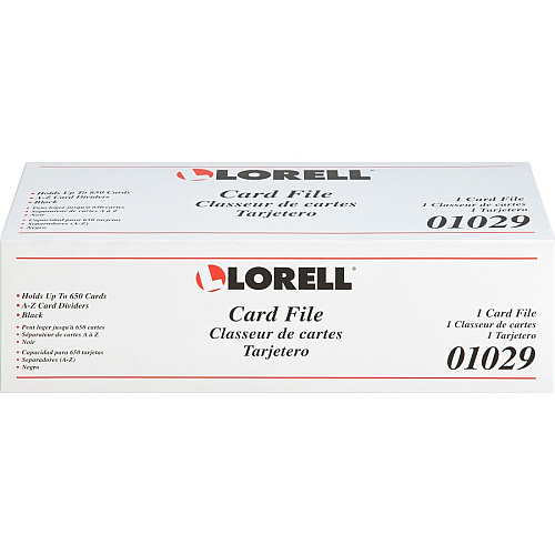 Lorell Desktop Business Card File 650 Card Capacity - Black, Smoke (LLR01029)