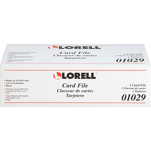 Lorell Desktop Business Card File 650 Card Capacity - Black, Smoke (LLR01029)