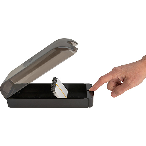 Lorell Desktop Business Card File 650 Card Capacity - Black, Smoke (LLR01029)