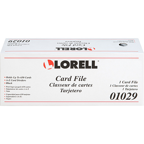 Lorell Desktop Business Card File 650 Card Capacity - Black, Smoke (LLR01029)