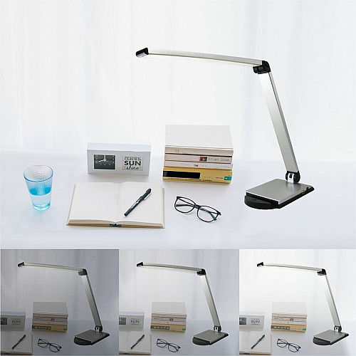 Lorell Smart Device Slot/USB Task Light 8 W LED Bulb - USB Charging, Dimmable - Aluminum, Plastic - Desk Mountable - Silver - for Desk, Table, Indoor (LLR13201)