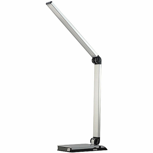 Lorell Smart Device Slot/USB Task Light 8 W LED Bulb - USB Charging, Dimmable - Aluminum, Plastic - Desk Mountable - Silver - for Desk, Table, Indoor (LLR13201)