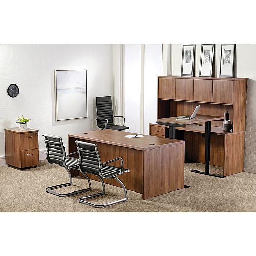 Lorell Chateau Series Rectangular desk 30" Height x 59" Width x 29.5" Depth Table, x 1.5" Thickness Table Top - Reeded Edge - Material: P2 Particleboard - Finish: Walnut Laminate - Durable, Modesty Panel, Grommet - For Office (LLR34305)
