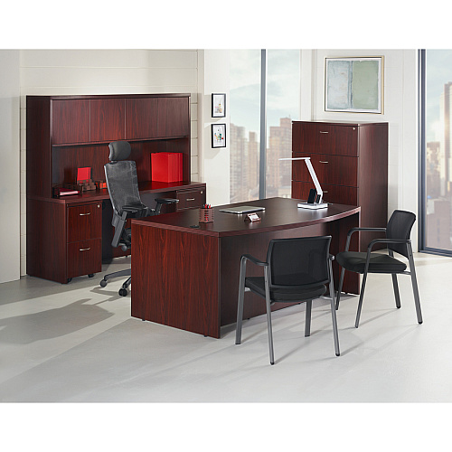 Lorell Chateau Series Credenza 30" Height x 70.9" Width x 23.6" Depth Credenza, x 1.5" Thickness Top - Reeded Edge - Material: P2 Particleboard - Finish: Mahogany, Laminate - Durable, Grommet, Cord Management, Modesty Panel - For Office (LLR34306)