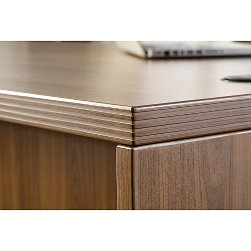 Lorell Chateau Series Hutch 70.9" x 14.8"36.5" Hutch, 1.5" Top - 4 Door(s) - Reeded Edge - Material: P2 Particleboard - Finish: Walnut, Laminate - Durable - For Office (LLR34319)