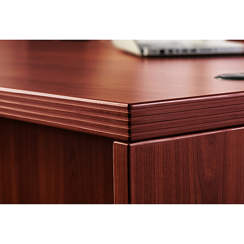 Lorell Chateau Series Bridge 30" Height x 41.4" Width x 23.6" Depth Bridge, x 1.5" Thickness Top - Reeded Edge - Material: P2 Particleboard - Finish: Mahogany, Laminate - Durable, Grommet, Modesty Panel, Cord Management - For Office (LLR34324)