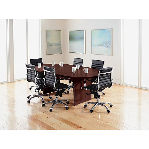 Lorell Chateau Series 8' Oval Conference Tabletop 1.4" Height x 94.5" Width x 47.3" Depth - Reeded Edge - Material: P2 Particleboard - Finish: Mahogany Laminate - Durable - For Meeting (LLR34342)