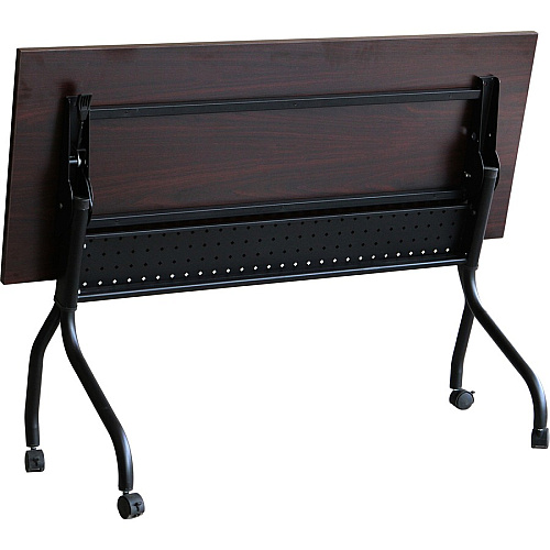 Lorell Flip Top Training Table Rectangle Top - Four Leg Base - 4 Legs - 60" Table Top Width x 23.60" Table Top Depth - 29.50" Height x 59" Width x 23.63" Depth - Assembly Required - Black, Mahogany - Melamine, Nylon - 1 Each (LLR59513)