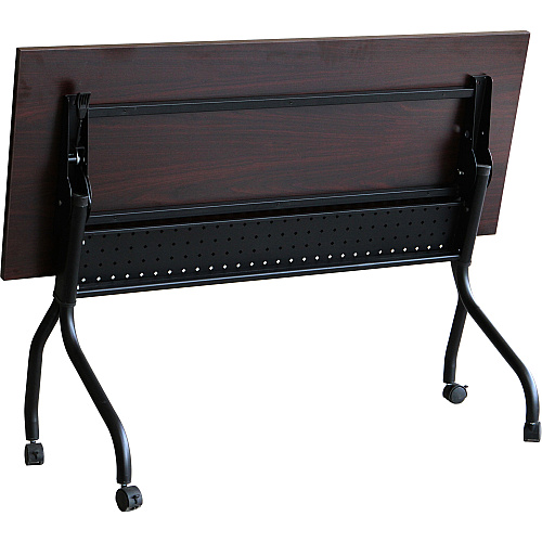 Lorell Flip Top Training Table Rectangle Top - Four Leg Base - 4 Legs - 60" Table Top Width x 23.60" Table Top Depth - 29.50" Height x 59" Width x 23.63" Depth - Assembly Required - Black, Mahogany - Melamine, Nylon - 1 Each (LLR59513)