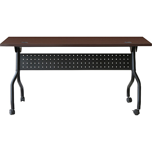 Lorell Flip Top Training Table Rectangle Top - Four Leg Base - 4 Legs - 60" Table Top Width x 23.60" Table Top Depth - 29.50" Height x 59" Width x 23.63" Depth - Assembly Required - Black, Mahogany - Melamine, Nylon - 1 Each (LLR59513)
