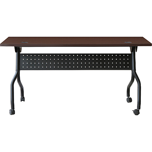 Lorell Flip Top Training Table Rectangle Top - Four Leg Base - 4 Legs - 60" Table Top Width x 23.60" Table Top Depth - 29.50" Height x 59" Width x 23.63" Depth - Assembly Required - Black, Mahogany - Melamine, Nylon - 1 Each (LLR59513)