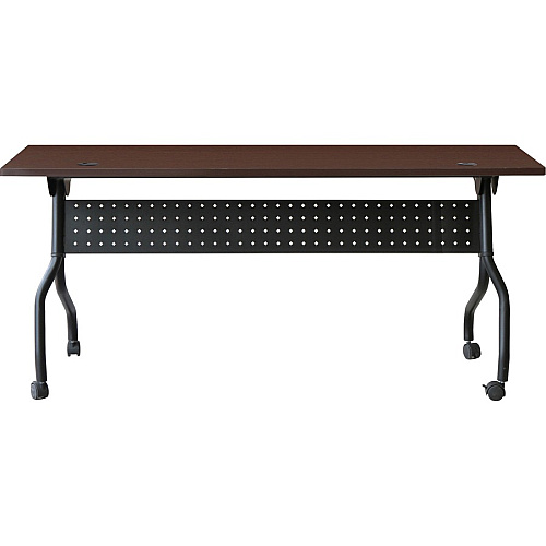 Lorell Flip Top Training Table Rectangle Top - Four Leg Base - 4 Legs - 72" Table Top Width x 23.60" Table Top Depth - 29.50" Height x 70.88" Width x 23.63" Depth - Assembly Required - Black, Mahogany - Melamine, Nylon - 1 Each (LLR59514)