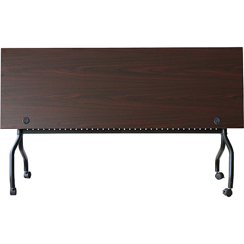 Lorell Flip Top Training Table Rectangle Top - Four Leg Base - 4 Legs - 72" Table Top Width x 23.60" Table Top Depth - 29.50" Height x 70.88" Width x 23.63" Depth - Assembly Required - Black, Mahogany - Melamine, Nylon - 1 Each (LLR59514)