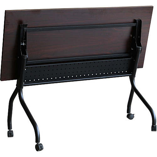Lorell Flip Top Training Table Rectangle Top - Four Leg Base - 4 Legs - 48" Table Top Width x 23.60" Table Top Depth - 29.50" Height x 47.25" Width x 23.63" Depth - Assembly Required - Black, Mahogany - Melamine, Nylon - 1 Each (LLR59518)