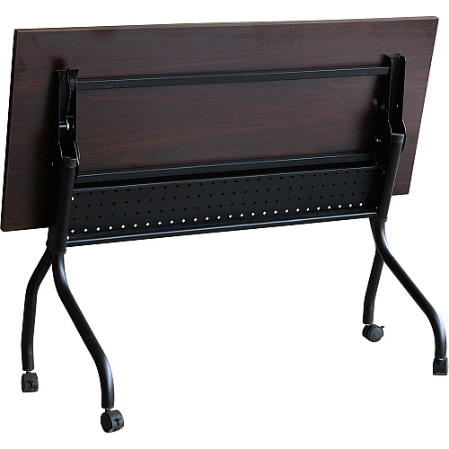 Lorell Flip Top Training Table Rectangle Top - Four Leg Base - 4 Legs - 48" Table Top Width x 23.60" Table Top Depth - 29.50" Height x 47.25" Width x 23.63" Depth - Assembly Required - Black, Mahogany - Melamine, Nylon - 1 Each (LLR59518)