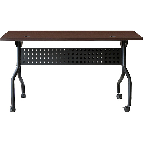 Lorell Flip Top Training Table Rectangle Top - Four Leg Base - 4 Legs - 48" Table Top Width x 23.60" Table Top Depth - 29.50" Height x 47.25" Width x 23.63" Depth - Assembly Required - Black, Mahogany - Melamine, Nylon - 1 Each (LLR59518)