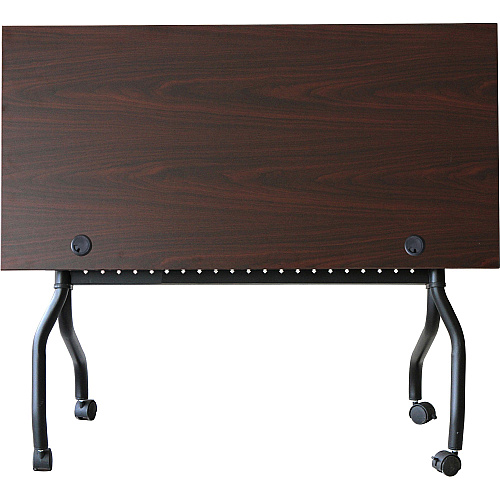 Lorell Flip Top Training Table Rectangle Top - Four Leg Base - 4 Legs - 48" Table Top Width x 23.60" Table Top Depth - 29.50" Height x 47.25" Width x 23.63" Depth - Assembly Required - Black, Mahogany - Melamine, Nylon - 1 Each (LLR59518)