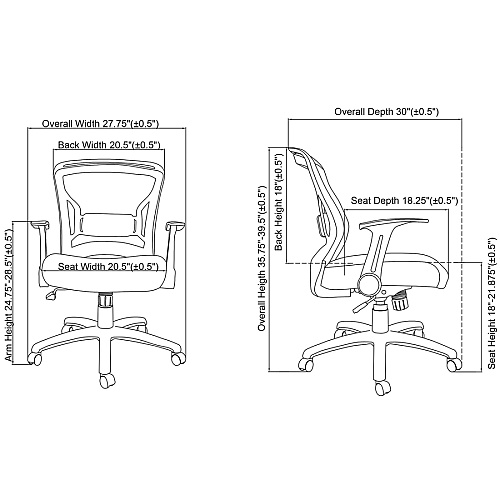 Lorell Flipper Arm Mid-back Office Chair Fabric Seat Material - Mid Back - 5-star Base - Black - 1 Each (LLR59519)