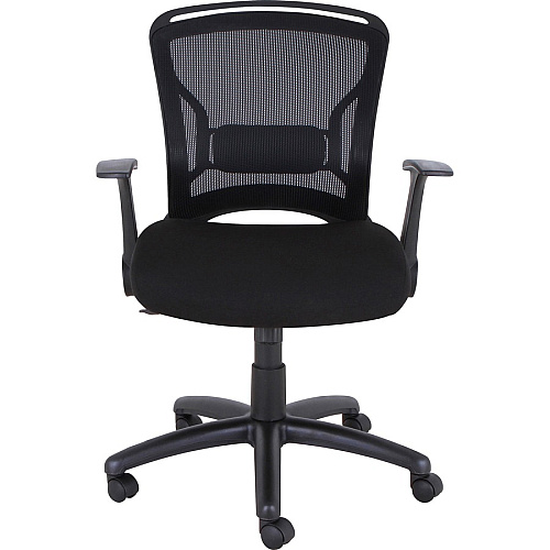 Lorell Flipper Arm Mid-back Office Chair Fabric Seat Material - Mid Back - 5-star Base - Black - 1 Each (LLR59519)