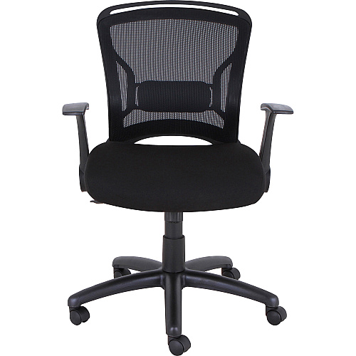 Lorell Flipper Arm Mid-back Office Chair Fabric Seat Material - Mid Back - 5-star Base - Black - 1 Each (LLR59519)