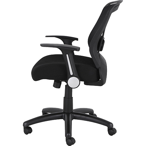 Lorell Flipper Arm Mid-back Office Chair Fabric Seat Material - Mid Back - 5-star Base - Black - 1 Each (LLR59519)