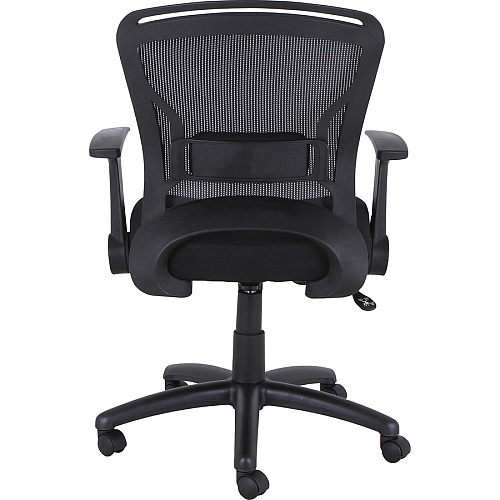 Lorell Flipper Arm Mid-back Office Chair Fabric Seat Material - Mid Back - 5-star Base - Black - 1 Each (LLR59519)